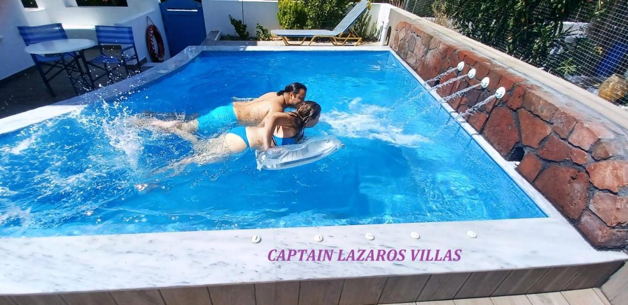 Located By The Sea One Beachfront Private Captain Lazaros Pool Villa With Loft In 750Sqm Spacious Private Plot-Jacuzzi-Sunrelax-Furnished Terace-Gazebo-Private Parking,Sleep 3 Adults And 2 Children, Just Steps From The Black Beach-Seaview Perissa  Bagian luar foto